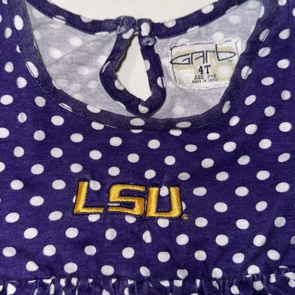 Girls Toddler LSU Purple Polka Dot Dress 4T - Picture 2 of 2